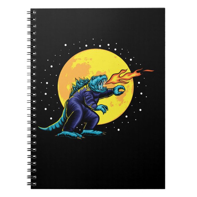Caderno Espiral ilustração astrozila com design (Frente)