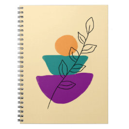 Caderno Espiral Ilustração boho de folhas