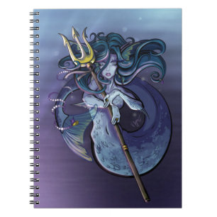 Caderno Espiral Ilustração bonita da arte da sereia