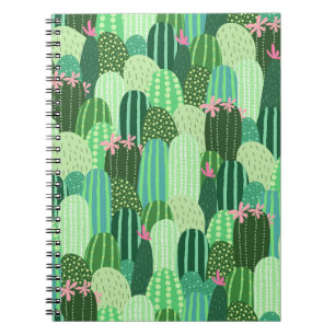 Caderno Espiral Ilustração Colorida De Padrão Sem Olhos De Cactus