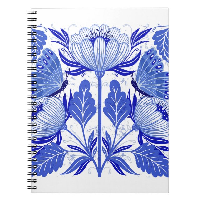 Caderno Espiral ilustração com borboletas e flores isoladas (Frente)
