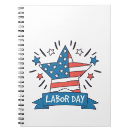 Caderno Espiral Ilustração Criativa do Dia do Trabalho Americano
