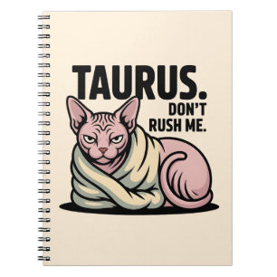 Caderno Espiral Ilustração da Atitude do Zodíaco do Gato Sphynx de