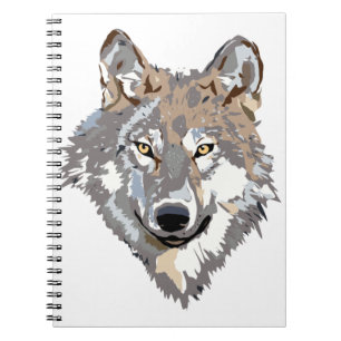 Caderno Espiral Ilustração da cabeça do lobo na frente