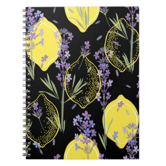 Caderno Espiral Ilustração da colheita de limões de Lavanda floral