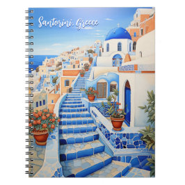 Caderno Espiral Ilustração da Ilha Santorini | Viagem Art