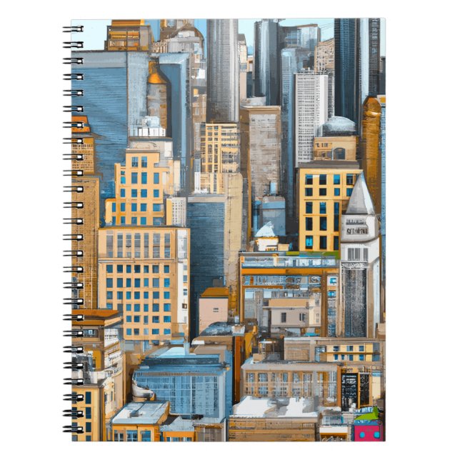 Caderno Espiral Ilustração da paisagem urbana de Nova York (Frente)