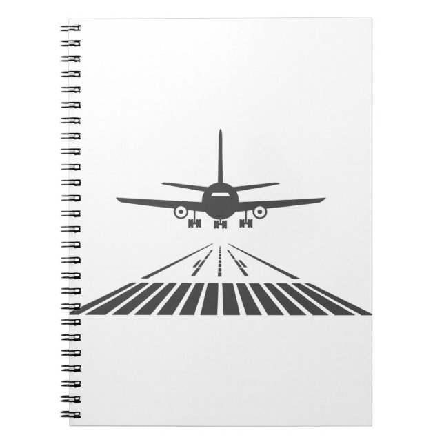 Caderno Espiral Ilustração da pista de descolagem do avião (Frente)