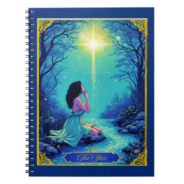 Caderno Espiral Ilustração da Placa Tarot, A Estrela (Frente)