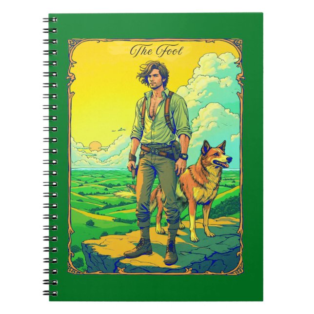 Caderno Espiral Ilustração da Placa Tarot, A Tolo (Frente)