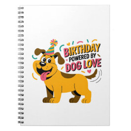 Caderno Espiral Ilustração de Aniversário de Cachorro com Amor