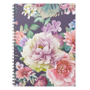 Caderno Espiral Ilustração de aquarela das flores. Flutuação de ág