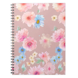 Caderno Espiral Ilustração de aquarela das flores. Flutuação de ág