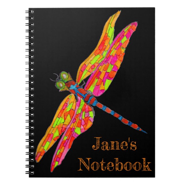 Caderno Espiral Ilustração de arte de libélula (Frente)