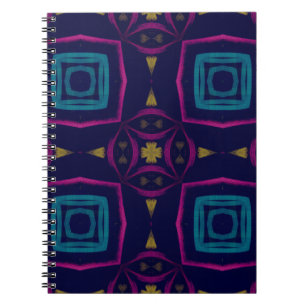 Caderno Espiral Ilustração de Azulejo colorida. Fashion Geométrico