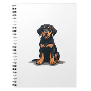Caderno Espiral Ilustração de Cachorro Preto e Marrom Vista Poster