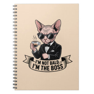 Caderno Espiral Ilustração de Café com Gato Sphynx Chefe
