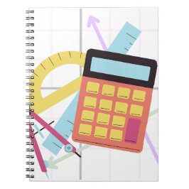 Caderno Espiral Ilustração de Calculadora Fofa e Materiais Escolar