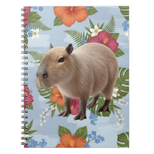 Caderno Espiral Ilustração de Capivara Animal em Aquarela Fofa