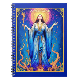 Caderno Espiral Ilustração de Carta de Tarot, Rainha de Varinhas