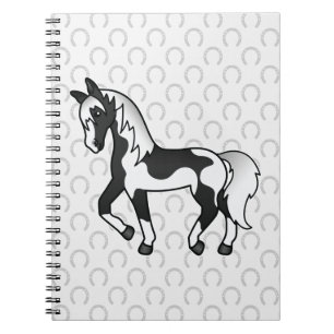 Caderno Espiral Ilustração de Cartoon de Cavalo Trotante de Pinto