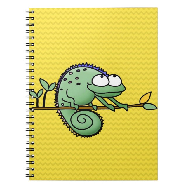 Caderno Espiral Ilustração de Cartoon Lizard Funny (Frente)