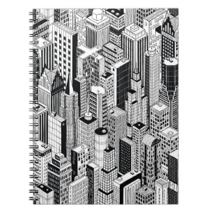 Caderno Espiral Ilustração de cidade do arranha-céu, isométrica se