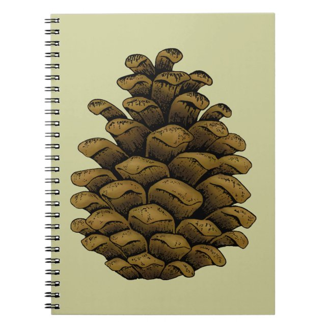 Caderno Espiral Ilustração de cone de pinho (Frente)