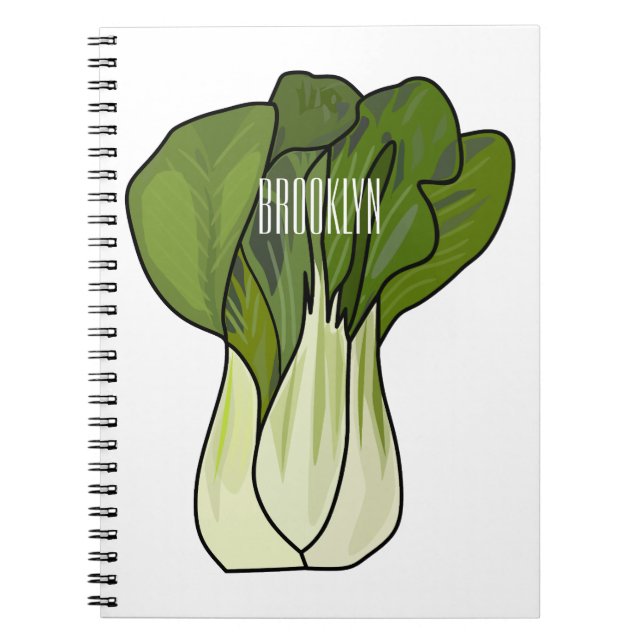 Caderno Espiral Ilustração de desenho animado Bok choy (Frente)
