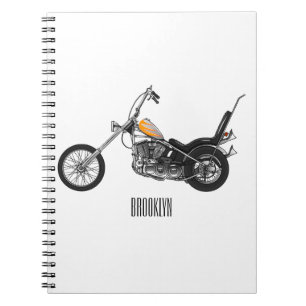 Caderno Espiral Ilustração de desenho animado Chopper Motorcycle 1