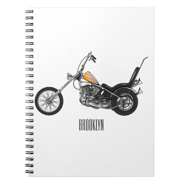 Caderno Espiral Ilustração de desenho animado Chopper Motorcycle 1 (Frente)
