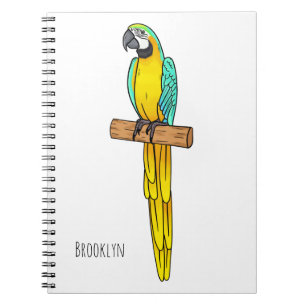 Caderno Espiral Ilustração de desenho animado com arara-arara-azul