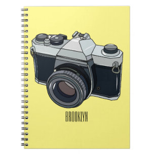 Caderno Espiral Ilustração de desenho animado com câmera de filme