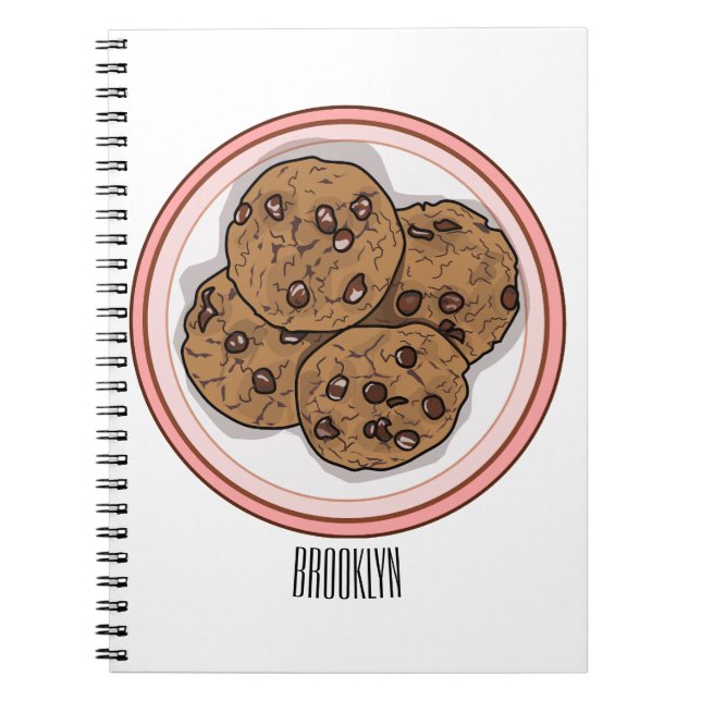 Caderno Espiral Ilustração de desenho animado com chip de chocolat (Frente)