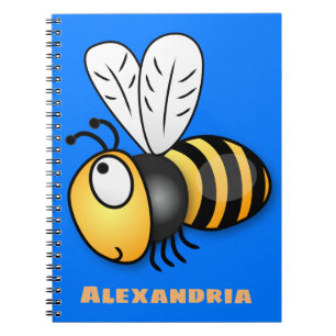 Caderno Espiral Ilustração de desenho animado de abelha feliz e fo