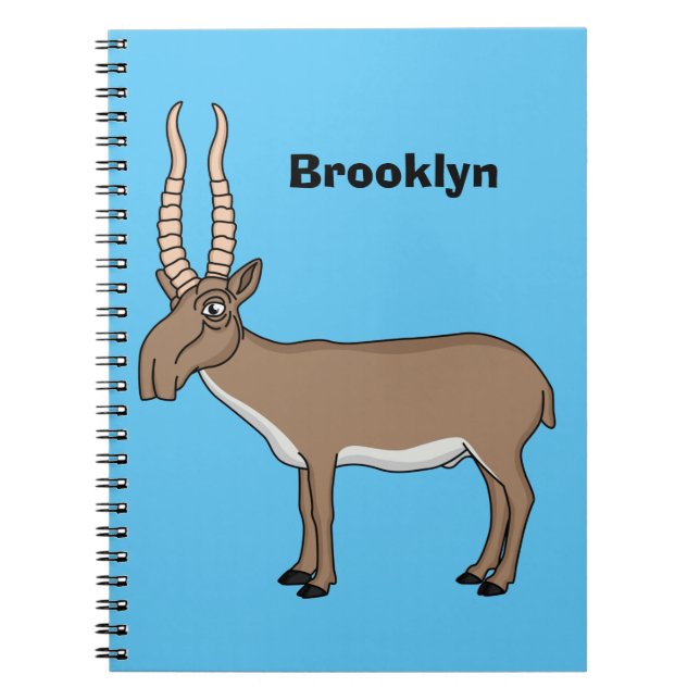 Caderno Espiral Ilustração de desenho animado de antílope Saiga (Frente)