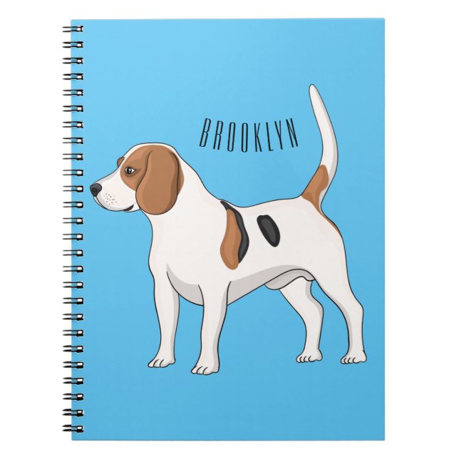 Caderno Espiral Ilustração de desenho animado de cachorro Beagle (Frente)