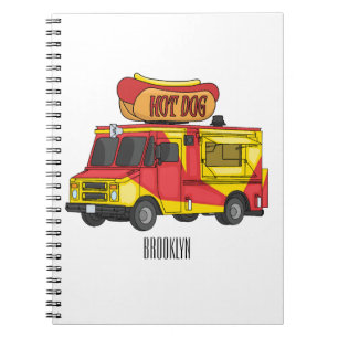 Caderno Espiral Ilustração de desenho animado de caminhão com comi