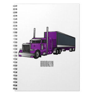 Caderno Espiral Ilustração de desenho animado de caminhão semi-reb