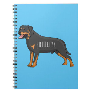 Caderno Espiral Ilustração de desenho animado de cão rottweiler