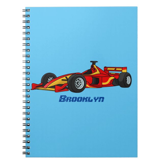 Caderno Espiral Ilustração de desenho animado de carros de alta ve (Frente)