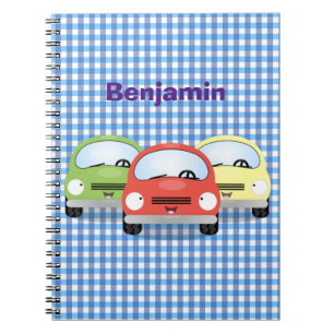 Caderno Espiral Ilustração de desenho animado de carros kawaii