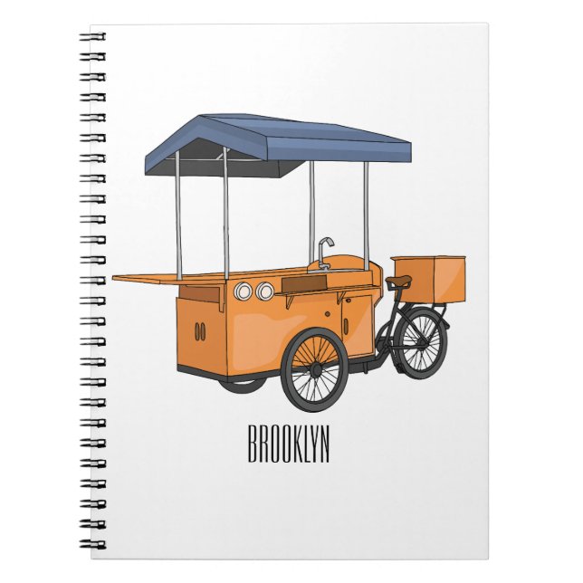 Caderno Espiral Ilustração de desenho animado de comida de bicicle (Frente)