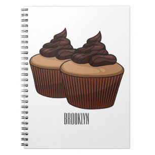Caderno Espiral ilustração de desenho animado de cupcake
