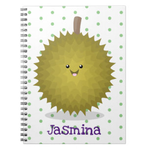 Caderno Espiral Ilustração de desenho animado de duriano feliz