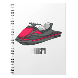 Caderno Espiral Ilustração de desenho animado de esqui jet