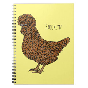 Caderno Espiral Ilustração de desenho animado de frango polado Cha