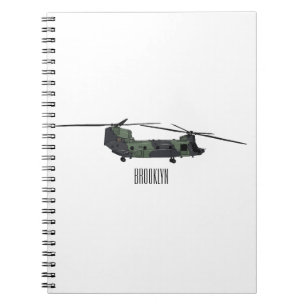 Caderno Espiral Ilustração de desenho animado de helicóptero do ex