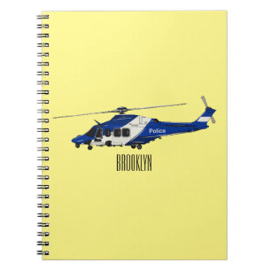Caderno Espiral Ilustração de desenho animado de helicóptero polic