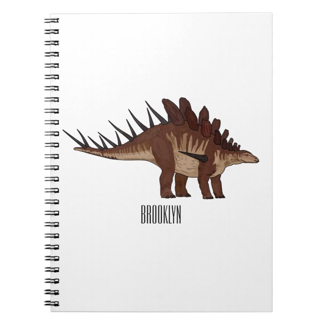 Caderno Espiral Ilustração de desenho animado de Kentrosaurus (Frente)